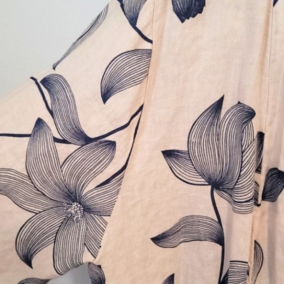 Italian Linen Cardigan Shirt With Print - Picture 3 of 10